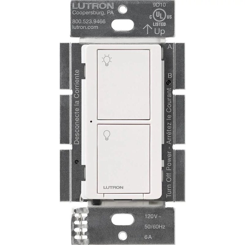 Lutron PD-6ANS-WH Caseta Original Smart Switch, 6A Light or 3.6A Fan, Neutral Required, 120V, White