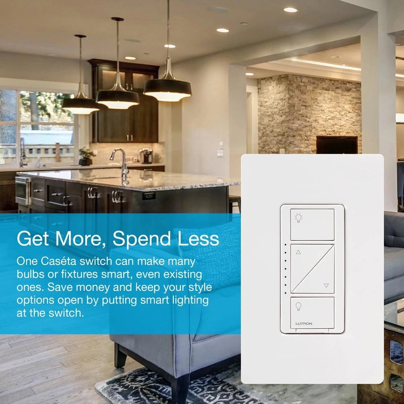 Thumbnail 5 for Lutron PD-6WCL-IV Caseta Original Smart Dimmer Switch, 150W LED, No Neutral Required, 120V, Ivory