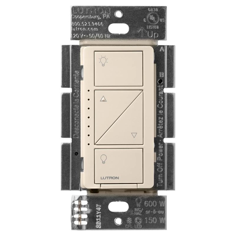 Lutron PD-6WCL-LA Caseta Original Smart Dimmer Switch, 150W LED, No Neutral Required, 120V, Light Almond