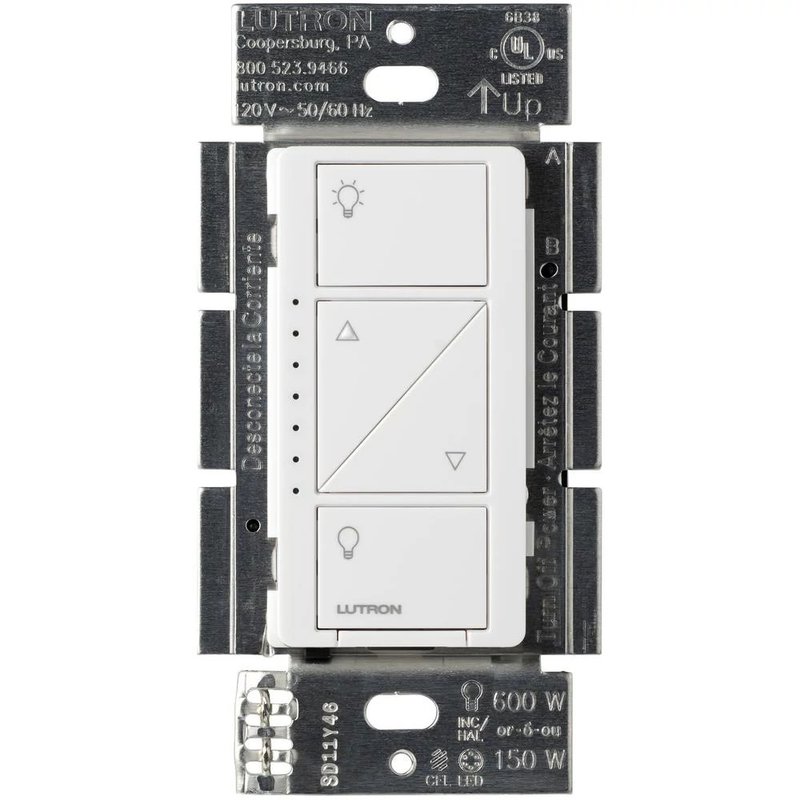 Lutron PD-6WCL-WH Caseta Original Smart Dimmer Switch, 150W LED, No Neutral Required, 120V, White