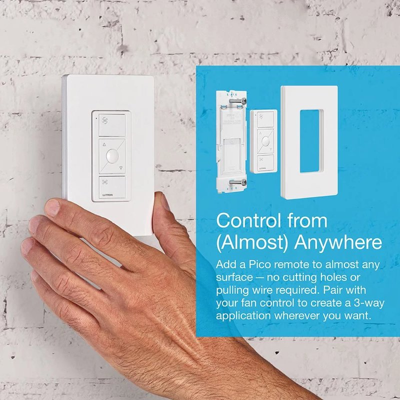 Thumbnail 4 for Lutron PD-FSQN-LA Caseta Original Smart Fan Speed Control Switch, 4-Speed, 1.5A Fan, Neutral Required, 120V, Light Almond