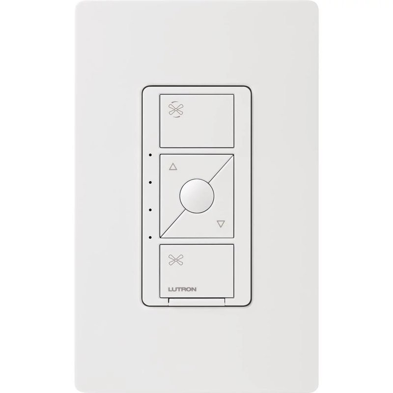 Thumbnail 2 for Lutron PD-FSQN-WH Caseta Original Smart Fan Speed Control Switch, 4-Speed, 1.5A Fan, Neutral Required, 120V, White