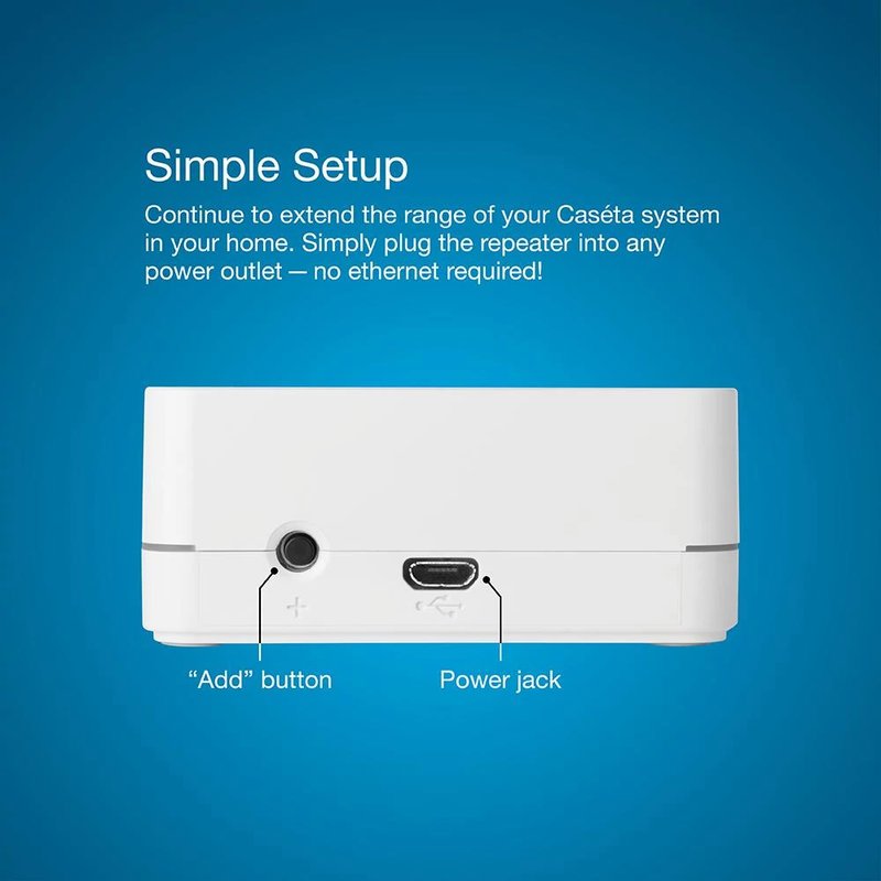 Thumbnail 4 for Lutron PD-REP-WH Caseta Smart Wireless Repeater / Range Extender, Works with Smart Hub, Expands RF Coverage to 60', No Ethernet Cable Required, White