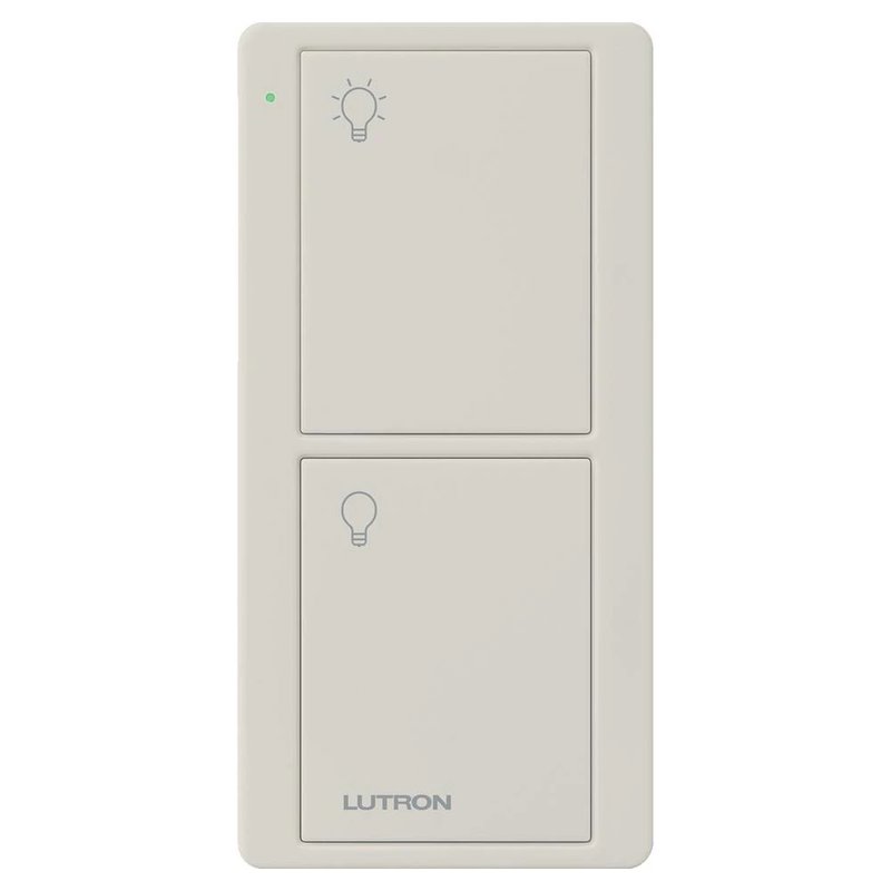 Lutron PJ2-2B-GLA-L01 2-Button Pico Smart Remote, with Light Icons, Light Almond