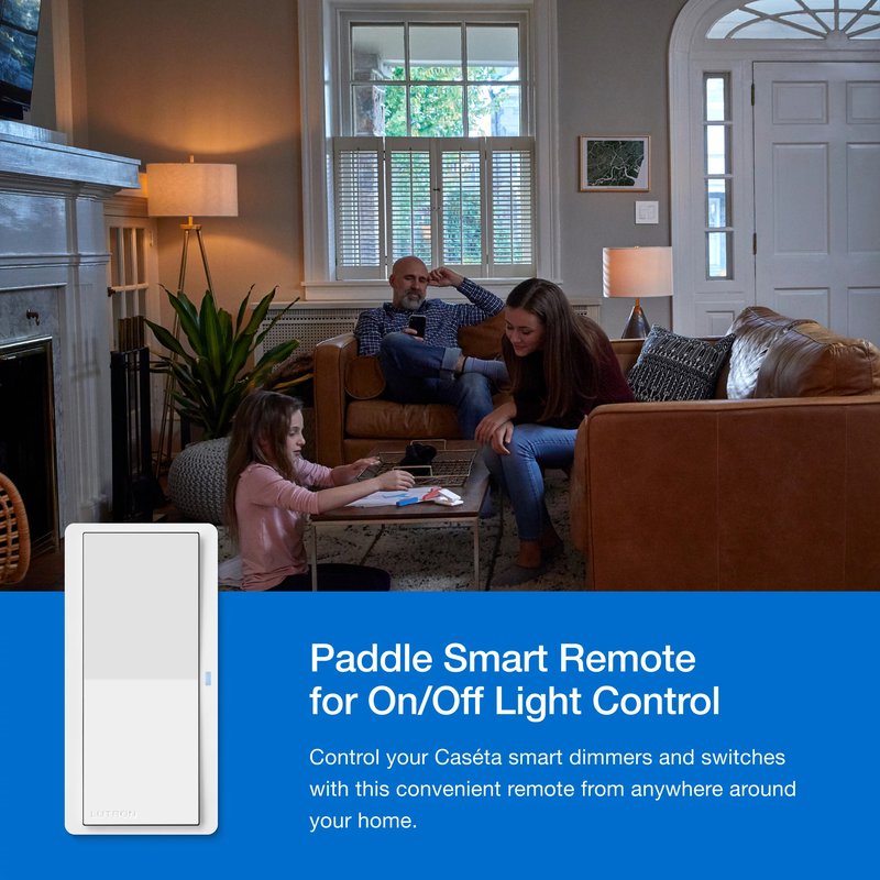 Thumbnail 5 for Lutron PJ2-P2B-GWH Pico Paddle Remote, Wireless On / Off Control For Lutron Smart Dimmers And Switches, White