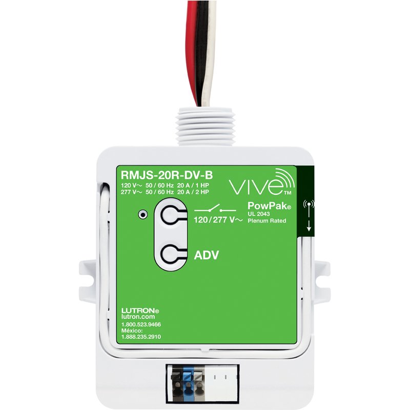 Lutron RMJS-20R-DV-B Vive PowPak Relay Module with Softswitch, 20A General Purpose, 120 / 277V