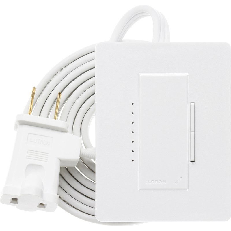 Lutron RRD-3LD-SW RadioRA 2 Plug-in Table Lamp Dimmer, Works with RA2 Select / RA3 Systems, 300W Incandescent / Halogen / MLV, 120V, Snow White
