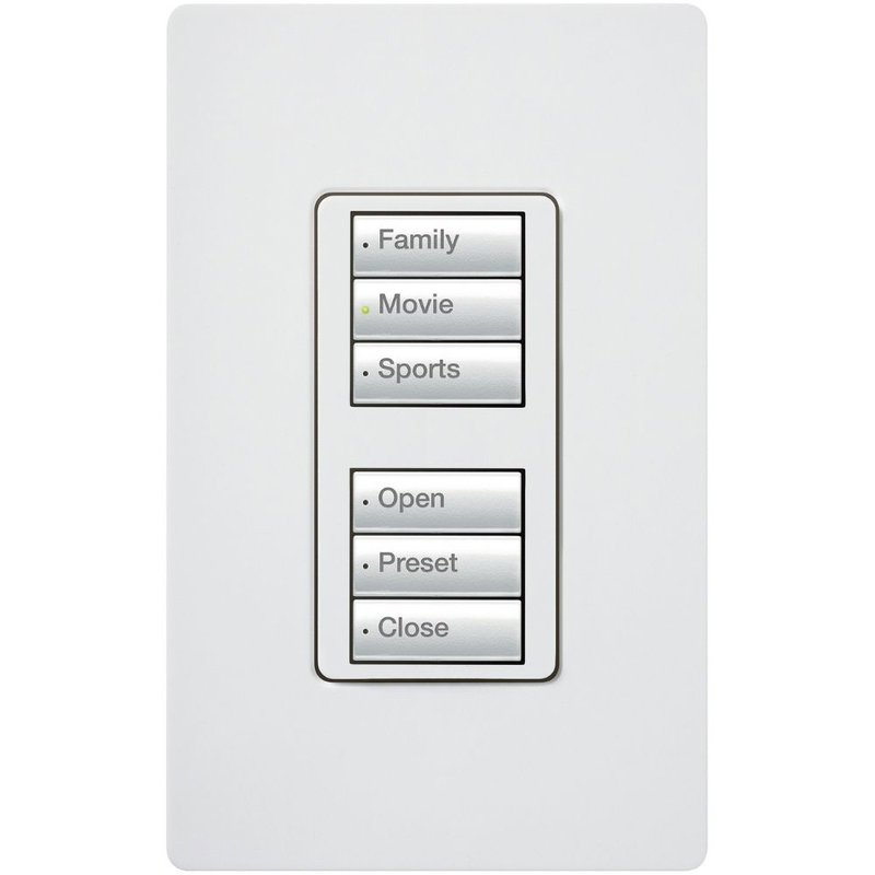 Lutron RRD-W3BD-WH seeTouch Wall Keypad, Works with RA3 Systems, 3 Button Dual Group, Neutral Required, 120V, White