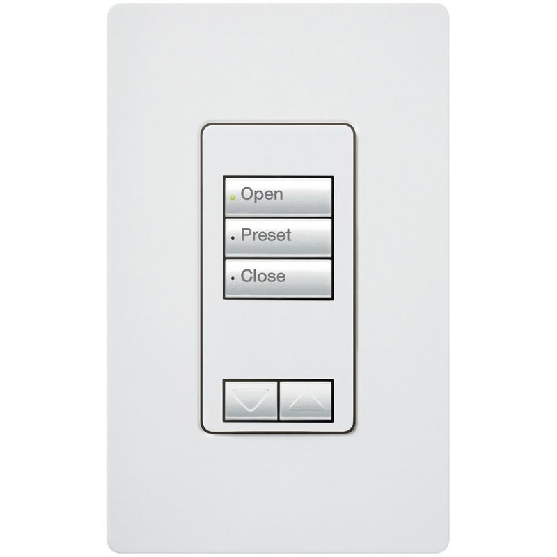Lutron RRD-W3BRL-WH seeTouch Wall Keypad, Works with RA3 Systems, 3 Button (Grouped) with 1 Raise / Lower, Neutral Required, 120V, White