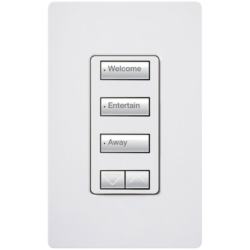 Lutron RRD-W3BSRL-WH seeTouch Wall Keypad, Works with RA3 Systems, 3 Button (Spaced) with 1 Raise / Lower, Neutral Required, 120V, White