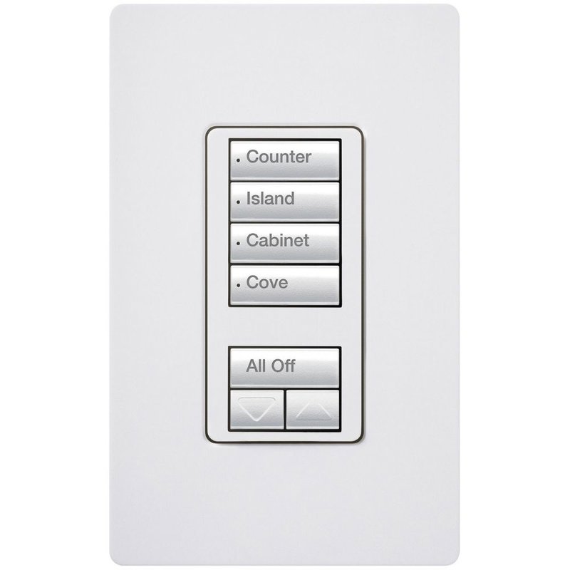 Lutron RRD-W4S-WH seeTouch Wall Keypad, Works with RA3 Systems, 4 Scene with 1 Raise / Lower, Neutral Required, 120V, White