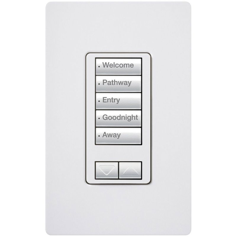 Lutron RRD-W5BRL-IV seeTouch Wall Keypad, Works with RA3 Systems, 5 Button with 1 Raise / Lower, Neutral Required, 120V, Ivory