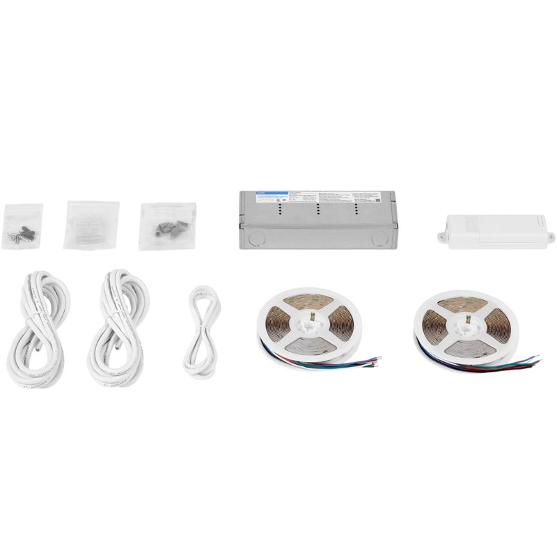 Lutron RRL-MTK-RT-IN Lumaris RGB + Tunable White Tape Light Starter Kit for RA3, 32.8' Tape, 96W Power Interface, Driver-RF Controller, 1800-4000K