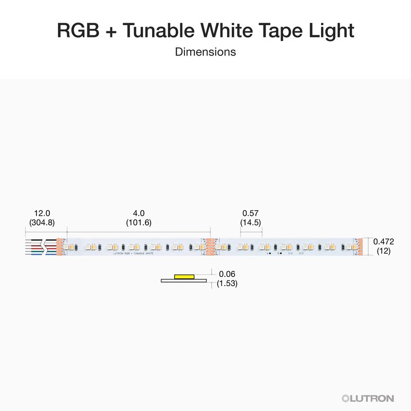 Thumbnail 5 for Lutron RRL-MTK-RT-IN Lumaris RGB + Tunable White Tape Light Starter Kit for RA3, 32.8' Tape, 96W Power Interface, Driver-RF Controller, 1800-4000K