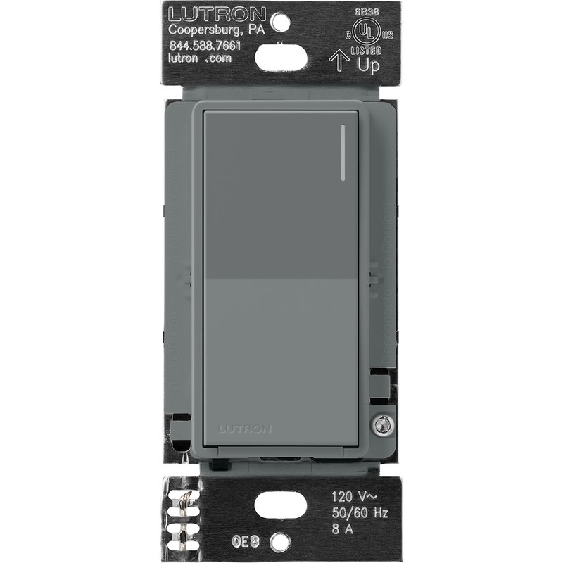 Lutron RRST-8ANS-SL Sunnata RF Neutral Switch for RA3 Systems, 8A, Single Pole / Multi-Location, Neutral Required, 120V, Slate
