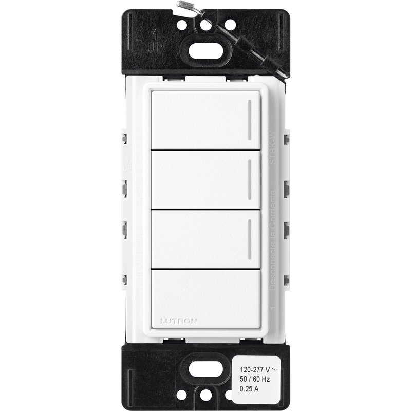Lutron RRST-HN3RL-BW Sunnata RF 3-Button with Raise / Lower Hybrid Keypad for RA3 Systems, 150W LED, Neutral Required, Single Pole, 120V, Brilliant White