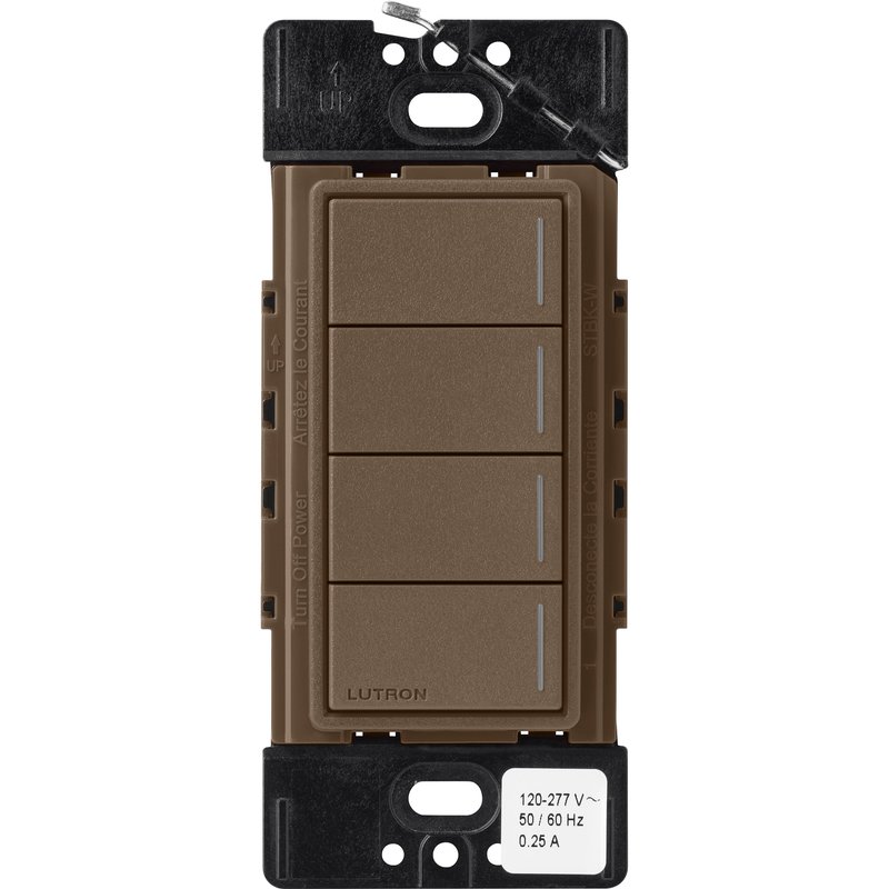 Lutron RRST-HN4B-EP Sunnata RF 4-Button Hybrid Keypad for RA3 Systems, 150W LED, Neutral Required, Single Pole, 120V, Espresso