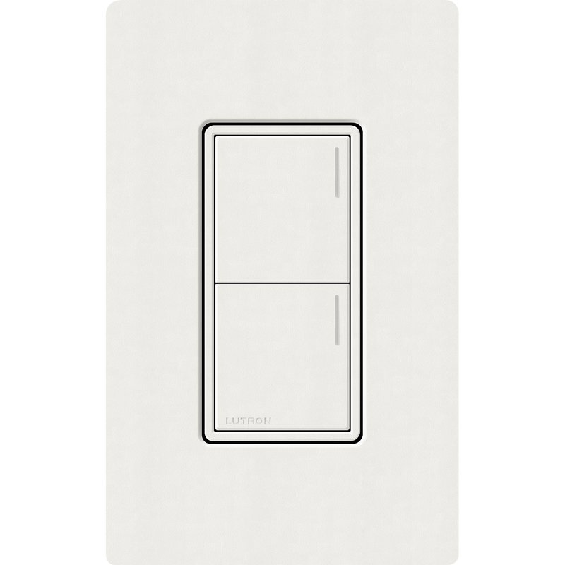 Lutron RRST-W2B-RW Sunnata RF 2-Button Wall Keypad for RA3 Systems, Neutral Required, 120-277V, Architectural White