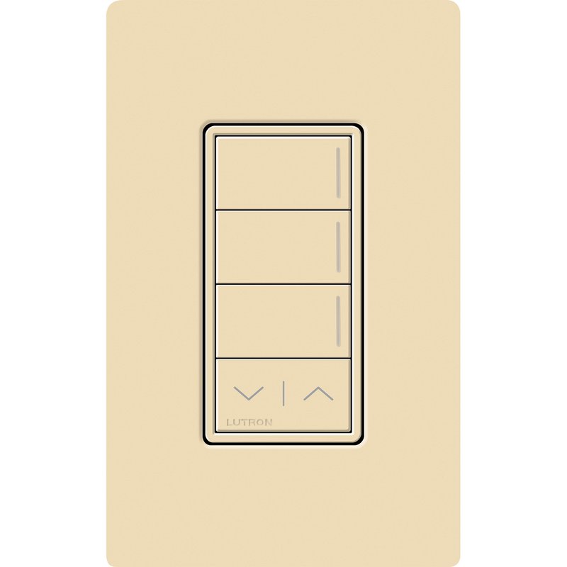 Lutron RRST-W3RL-IV Sunnata RF 3-Button Raise / Lower Wall Keypad for RA3 Systems, Neutral Required, 120-277V, Ivory