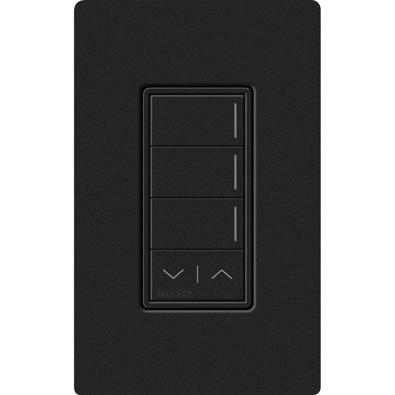 Lutron RRST-W3RL-MN Sunnata RF 3-Button Raise / Lower Wall Keypad for RA3 Systems, Neutral Required, 120-277V, Midnight