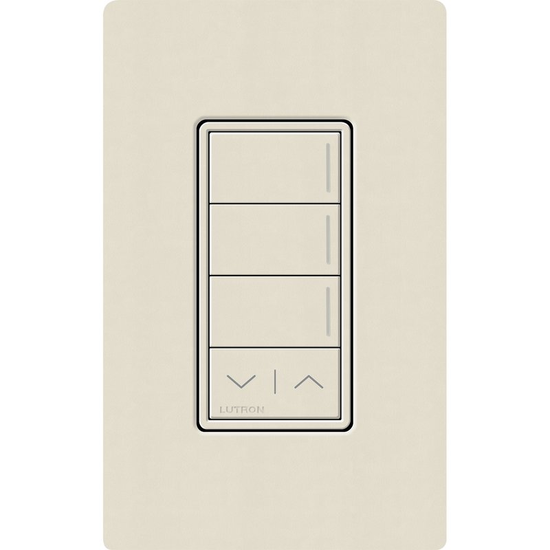 Lutron RRST-W3RL-PM Sunnata RF 3-Button Raise / Lower Wall Keypad for RA3 Systems, Neutral Required, 120-277V, Pumice