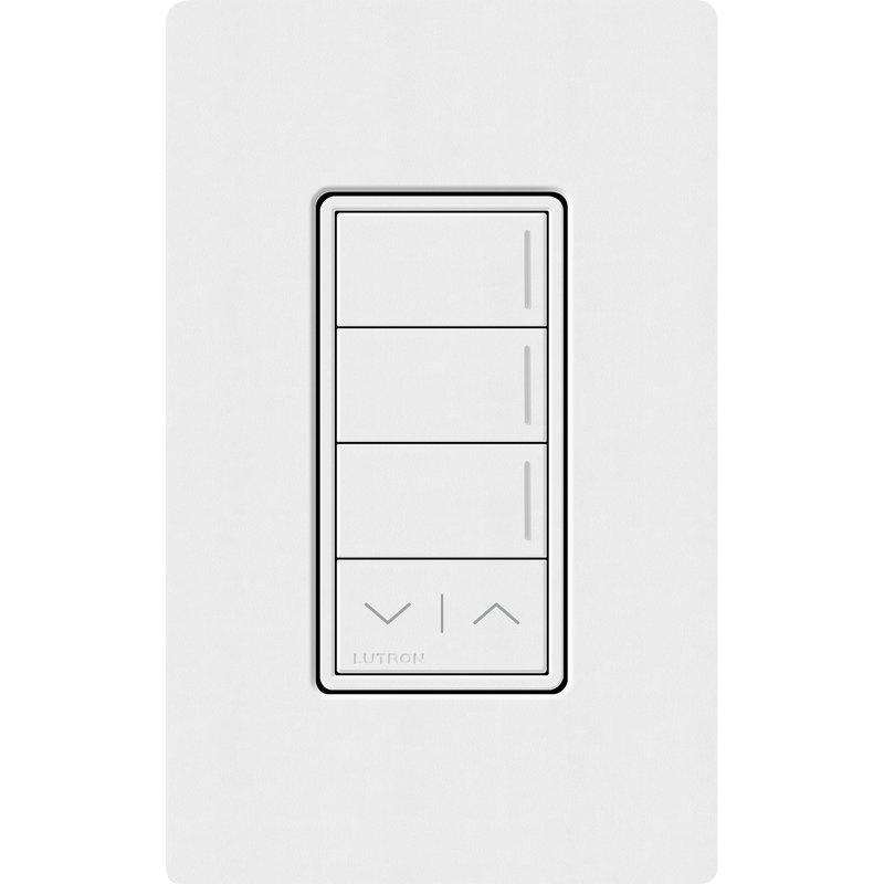 Lutron RRST-W3RL-SW Sunnata RF 3-Button Raise / Lower Wall Keypad for RA3 Systems, Neutral Required, 120-277V, Snow White