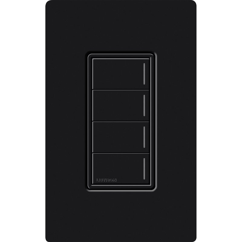 Lutron RRST-W4B-BL Sunnata RF 4-Button Wall Keypad for RA3 Systems, Neutral Required, 120-277V, Black