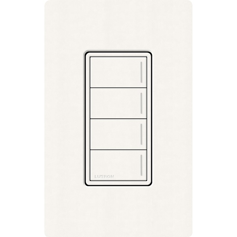 Lutron RRST-W4B-BW Sunnata RF 4-Button Wall Keypad for RA3 Systems, Neutral Required, 120-277V, Brilliant White