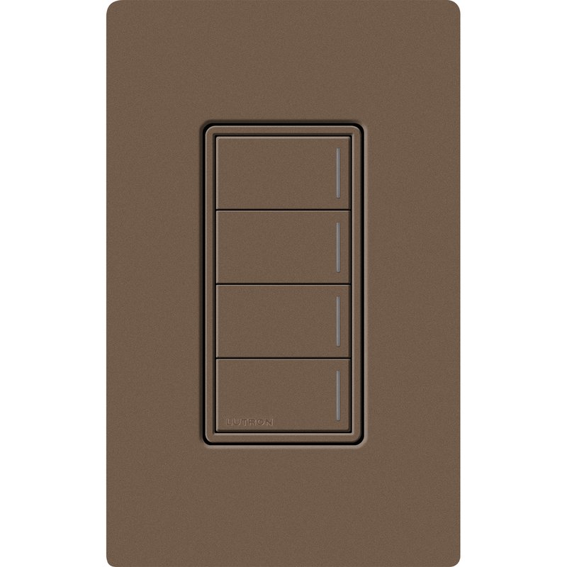 Lutron RRST-W4B-EP Sunnata RF 4-Button Wall Keypad for RA3 Systems, Neutral Required, 120-277V, Espresso