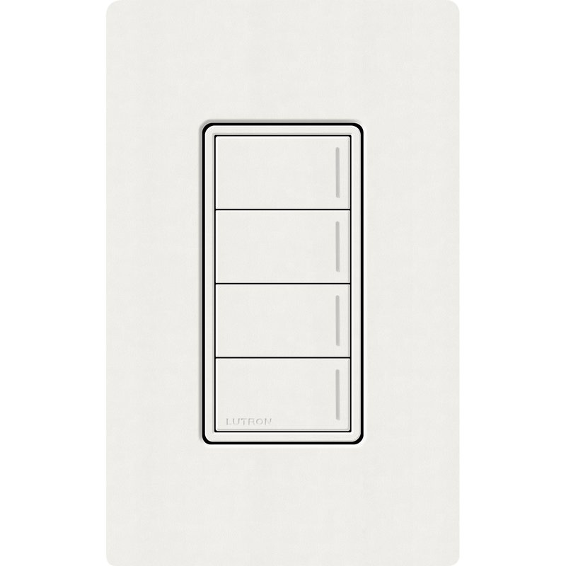 Lutron RRST-W4B-GL Sunnata RF 4-Button Wall Keypad for RA3 Systems, Neutral Required, 120-277V, Glacier White