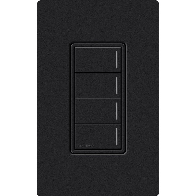 Lutron RRST-W4B-MN Sunnata RF 4-Button Wall Keypad for RA3 Systems, Neutral Required, 120-277V, Midnight