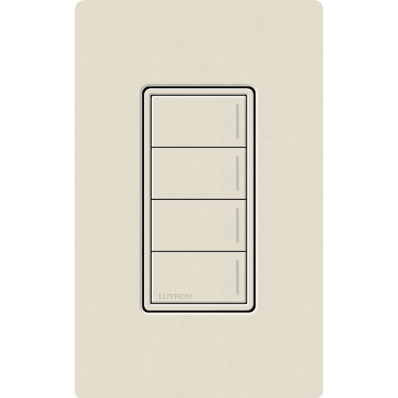 Lutron RRST-W4B-PM Sunnata RF 4-Button Wall Keypad for RA3 Systems, Neutral Required, 120-277V, Pumice