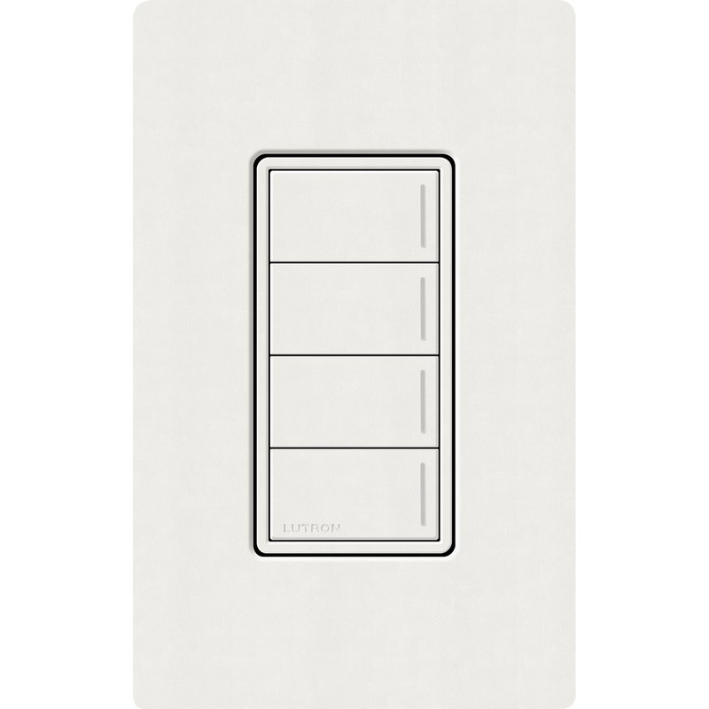 Lutron RRST-W4B-RW Sunnata RF 4-Button Wall Keypad for RA3 Systems, Neutral Required, 120-277V, Architectural White