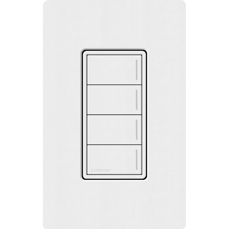 Lutron RRST-W4B-SW Sunnata RF 4-Button Wall Keypad for RA3 Systems, Neutral Required, 120-277V, Snow White