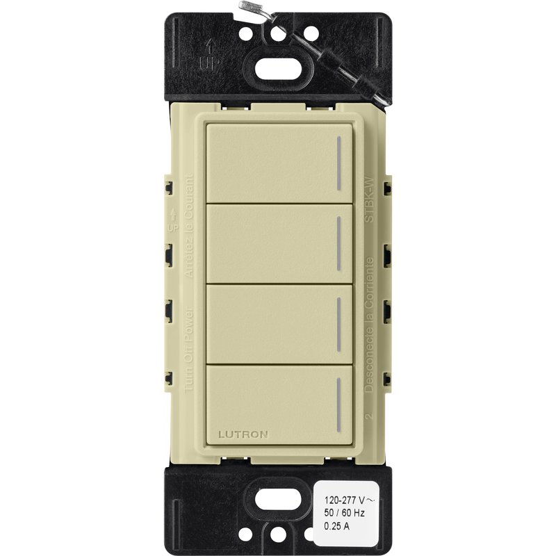 Lutron RRST-HN4B-SA Sunnata RF 4-Button Hybrid Keypad for RA3 Systems, 150W LED, Neutral Required, Single Pole, 120V, Sage
