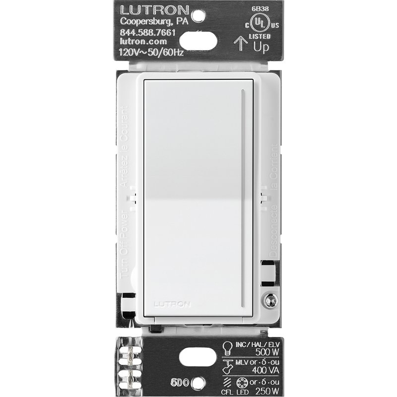 Lutron RRST-PRO-N-SW Sunnata RF PRO LED+ Touch Dimmer for RA3 Systems, Phase Selectable, LED /  ELV /  MLV, Neutral Required, 120V, Snow White