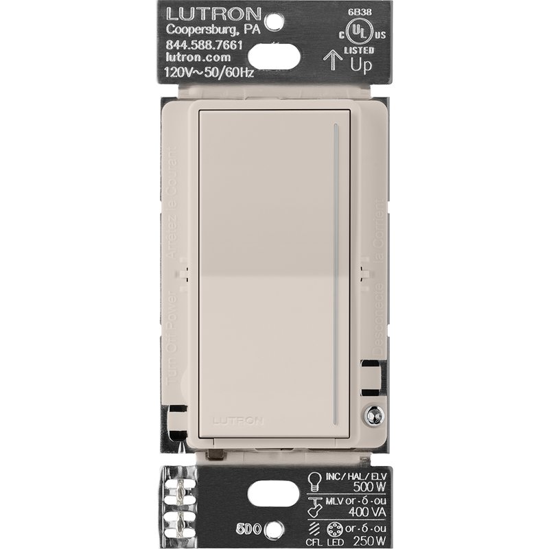 Lutron RRST-PRO-N-TP Sunnata RF PRO LED+ Touch Dimmer for RA3 Systems, Phase Selectable, LED /  ELV /  MLV, Neutral Required, 120V, Taupe