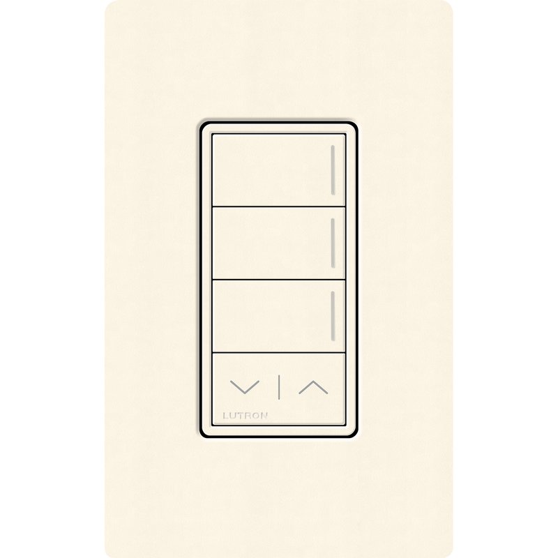 Lutron RRST-W3RL-BI Sunnata RF 3-Button Raise / Lower Wall Keypad for RA3 Systems, Neutral Required, 120-277V, Biscuit