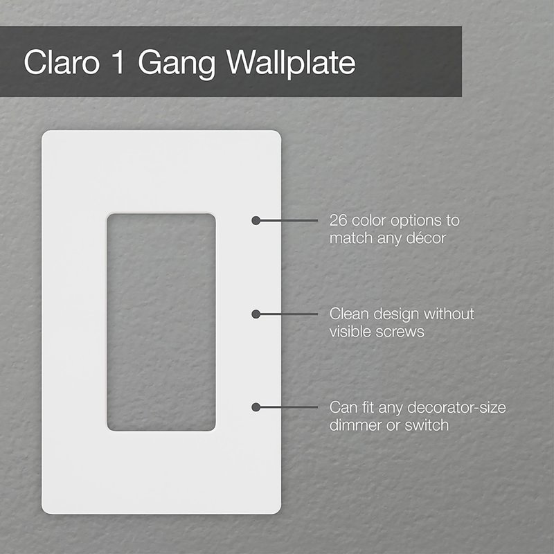 Thumbnail 3 for Lutron SC-1-CY Claro 1 Gang Wall Plate for Decorator-Style Dimmers, Switches, and Outlets, Satin Finish, Clay