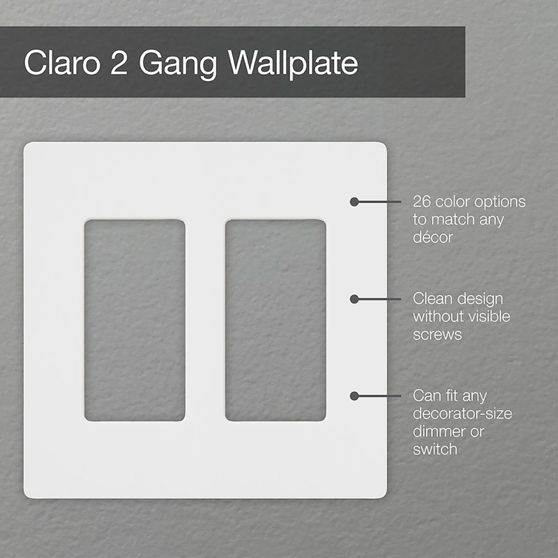 Thumbnail 3 for Lutron SC-2-PM Claro 2 Gang Wall Plate for Decorator-Style Dimmers, Switches, and Outlets, Satin Finish, Pumice