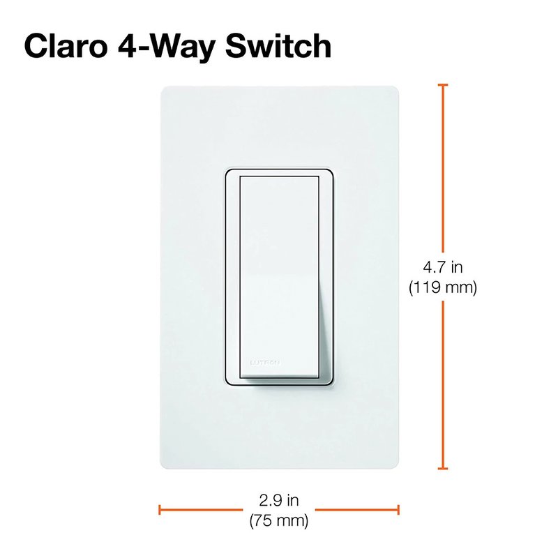 Thumbnail 3 for Lutron SC-4PS-PM Claro 4-Way, On / Off Rocker Switch, 15A, Satin Finish, Pumice