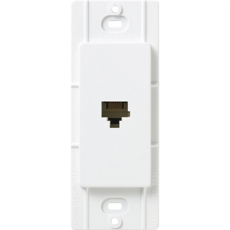 Lutron SC-PJ-SW Claro Telephone Jack, Fits Decorator-Style Wall Plates, Snow White
