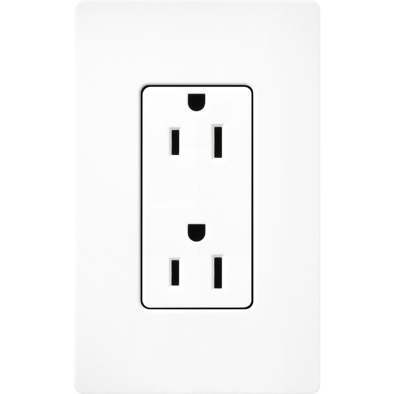 Thumbnail 2 for Lutron SCR-15-BW Claro 15A Duplex Receptacle, Decorator-Style Outlet, Satin Finish, Brilliant White