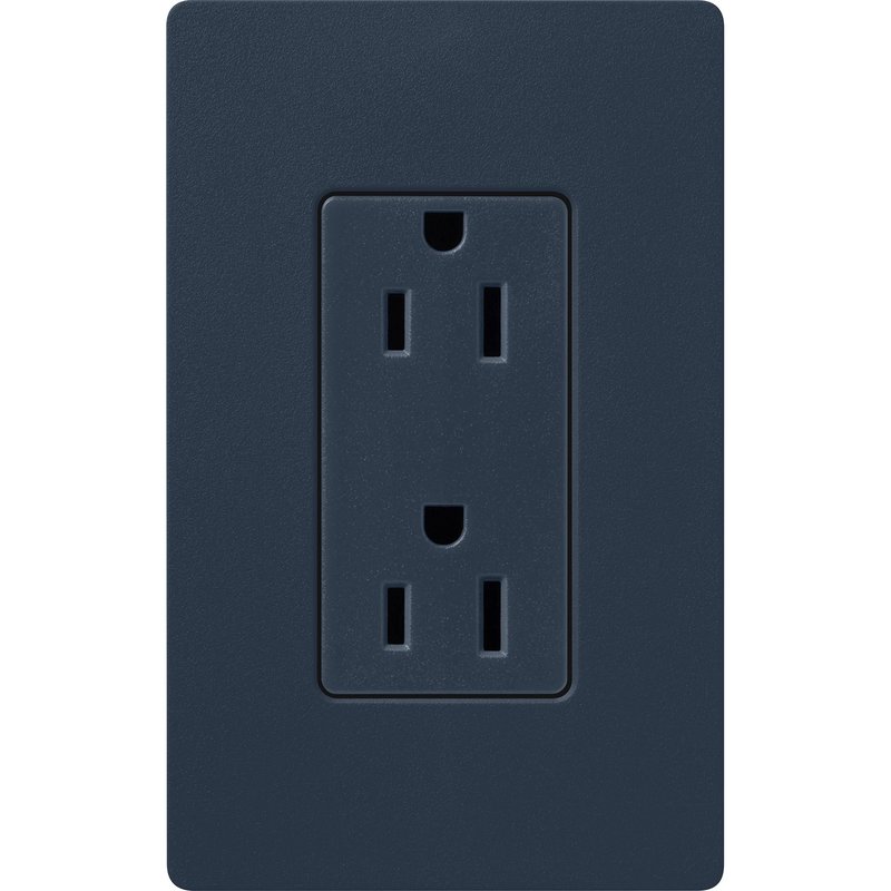 Thumbnail 2 for Lutron SCR-15-DE Claro 15A Duplex Receptacle, Decorator-Style Outlet, Satin Finish, Deep Sea