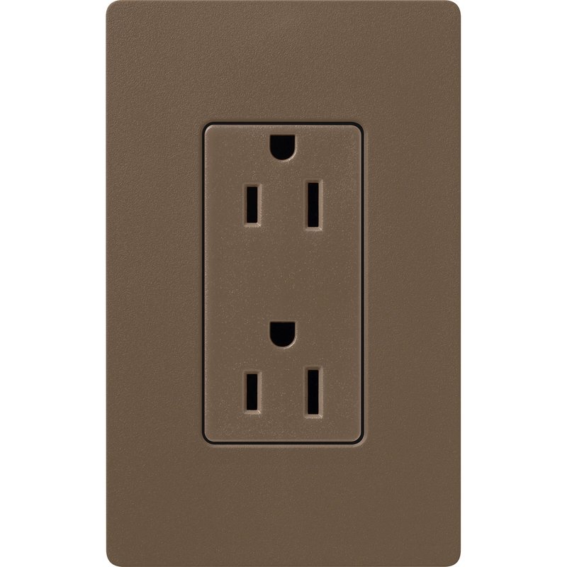 Thumbnail 2 for Lutron SCR-15-EP Claro 15A Duplex Receptacle, Decorator-Style Outlet, Satin Finish, Espresso
