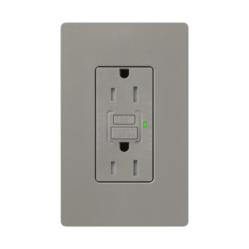 Thumbnail 2 for Lutron SCR-15-GFST-CS Claro 15A Tamper Resistant GFCI Duplex Receptacle, Decorator-Style Outlet, Self-Testing, Satin Finish, Cobblestone