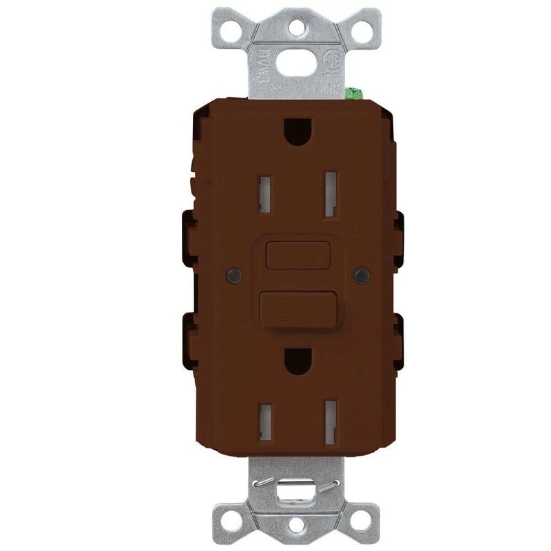 Lutron SCR-15-GFST-SI Claro 15A Tamper Resistant GFCI Duplex Receptacle, Decorator-Style Outlet, Self-Testing, Satin Finish, Sienna