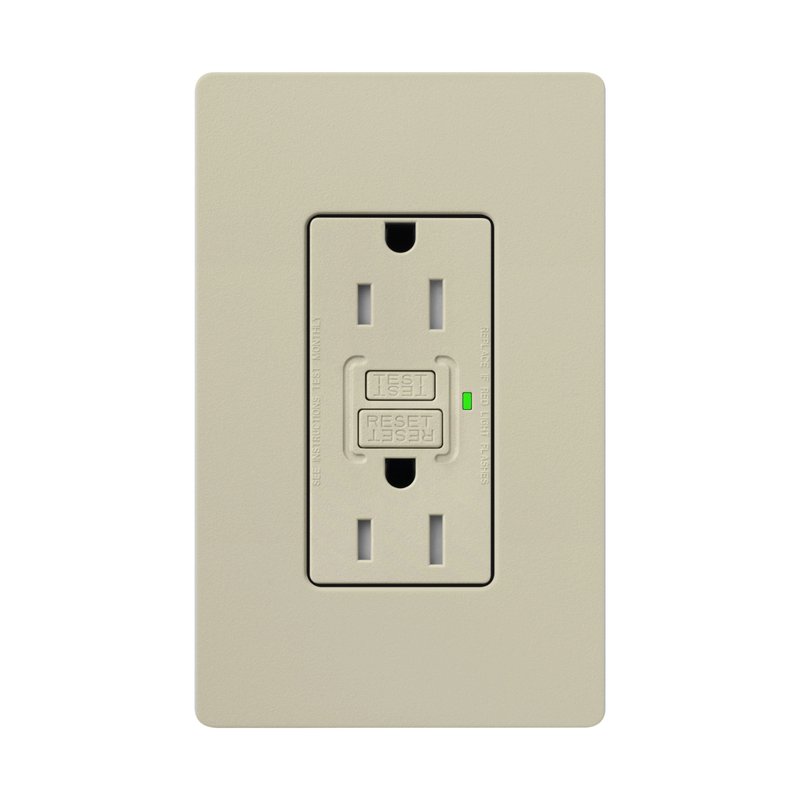 Thumbnail 2 for Lutron SCR-15-GFST-CY Claro 15A Tamper Resistant GFCI Duplex Receptacle, Decorator-Style Outlet, Self-Testing, Satin Finish, Clay