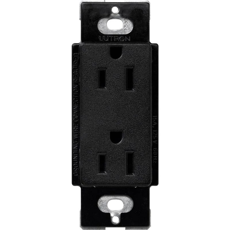 Lutron SCR-15-MN Claro 15A Duplex Receptacle, Decorator-Style Outlet, Satin Finish, Midnight