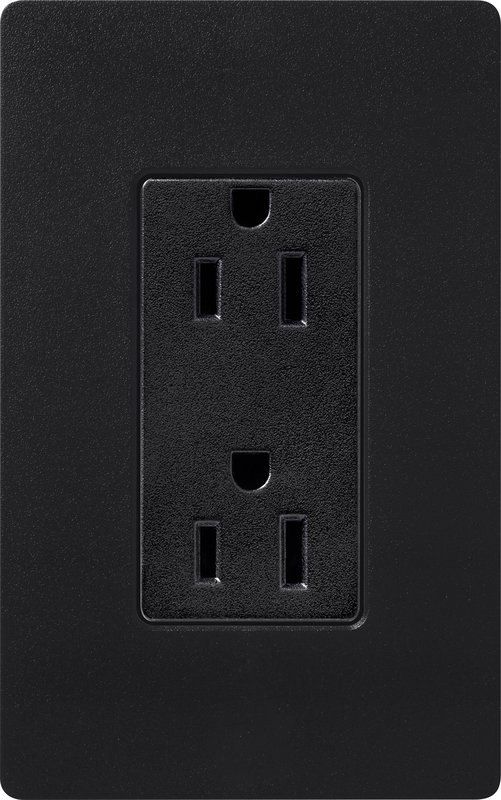 Thumbnail 2 for Lutron SCR-15-MN Claro 15A Duplex Receptacle, Decorator-Style Outlet, Satin Finish, Midnight